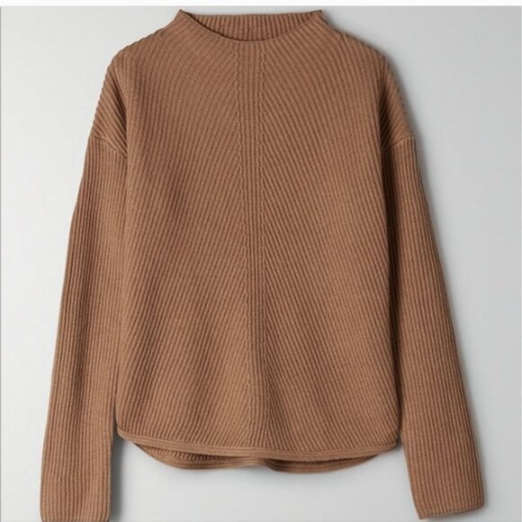 ARITZIA | Babaton Chalmers Sweater Wool Linen Blend Camel Brown Sz XS - Picture 2 of 8